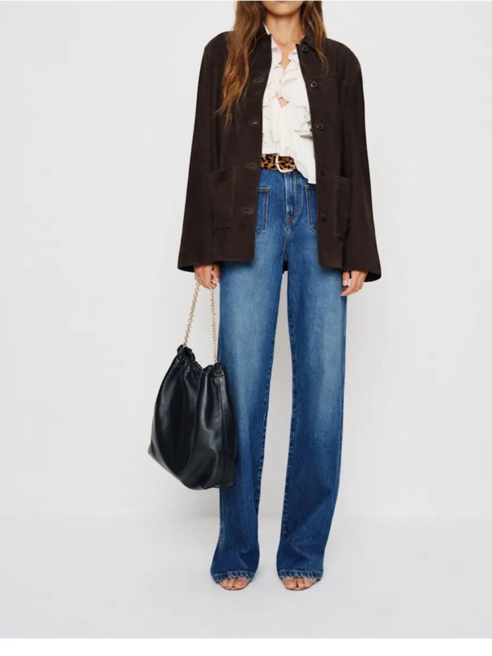 Reformation Brown Suede Button-Front Jacket - Picture 2 of 4